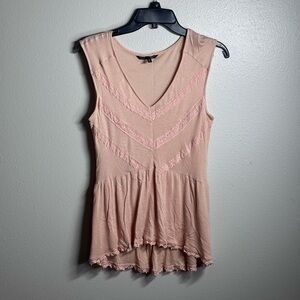 Victoria’s Secret‎ Top Women’s Small Petite Orange Semi-Sheer Peplum Sleeveless
